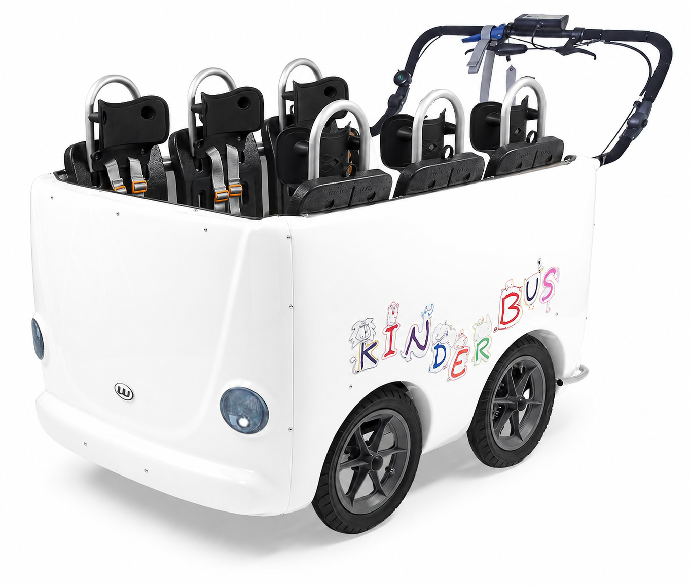 WEBER Kinderbus Krippenwagen elektrisch 6 Sitzer -  Cabrio Version (ohne Sonnen- und Regendach)