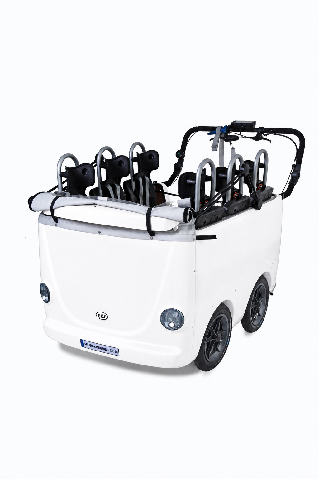 WEBER Kinderbus Krippenwagen elektrisch 6 Sitzer -  Cabrio Version (ohne Sonnen- und Regendach)